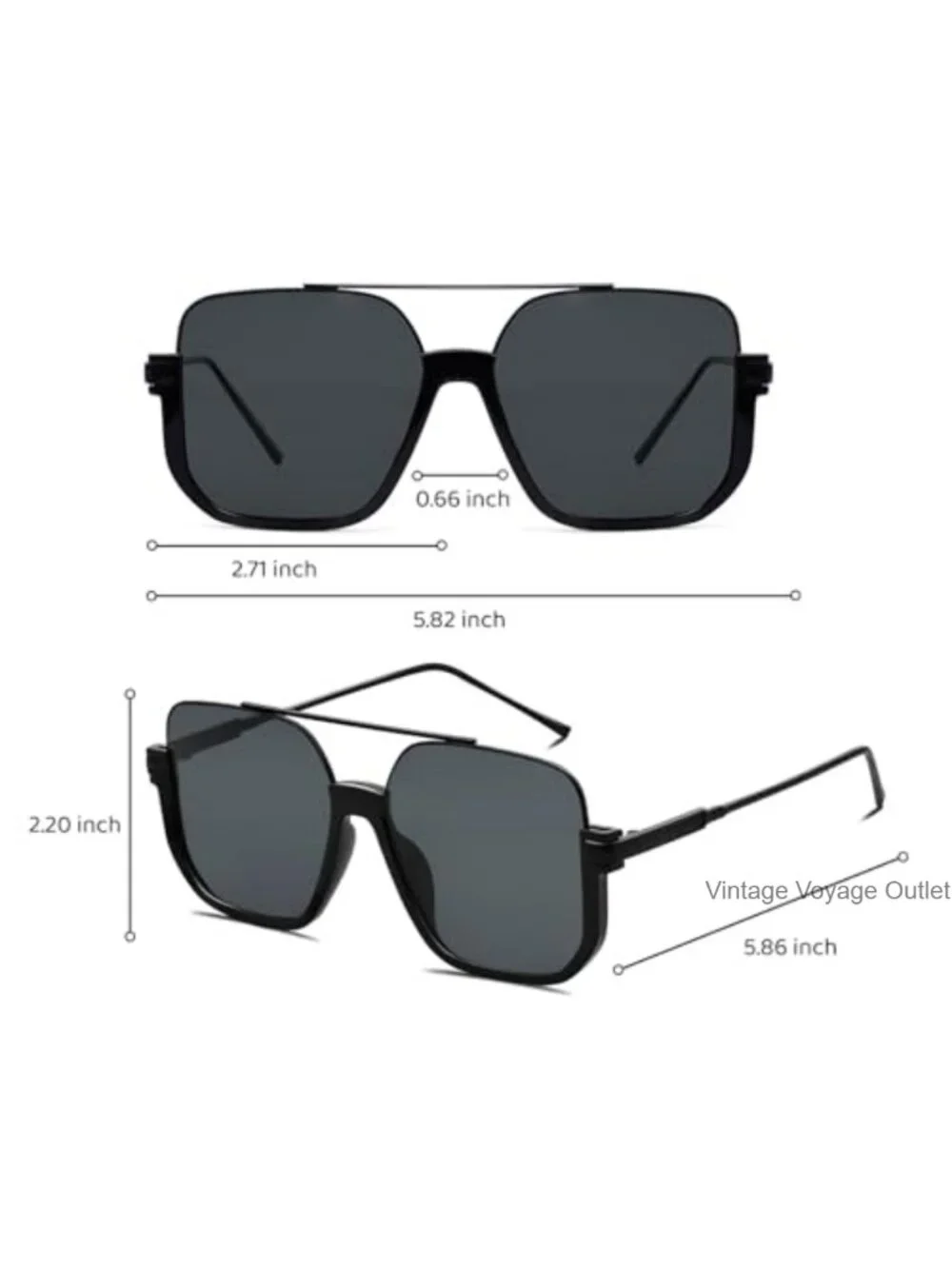 Oversized Retro Square Aviator Sunglasses for Women Men Trendy Fashion Tinted